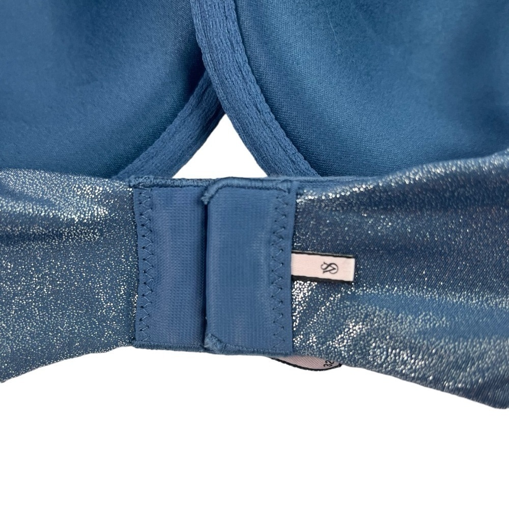 Victorias Secret Uplift Semi Demi Bra Underwire Padded Blue Metallic 32DDD - Picture 4 of 11